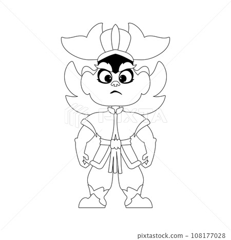Cartoon funny and fabulous Viking or Chinese warrior. Coloring style 108177028