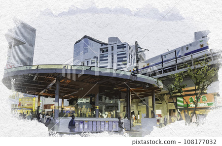 Watercolor style Yurakucho station square Chiyoda-ku, Tokyo Watercolor style Yurakucho station square Chiyoda-ku, Tokyo 108177032