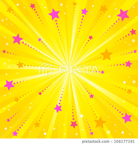 Background material Yellow Radial attention background of sparkling stars Fireworks Flash Sparkle Shooting star Cute 108177191