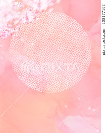 Cute background with cherry blossoms and Japanese pattern Cute background with cherry blossoms and Japanese pattern 108177198