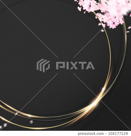 Japanese-style background with the image of cherry blossoms at night 108177229
