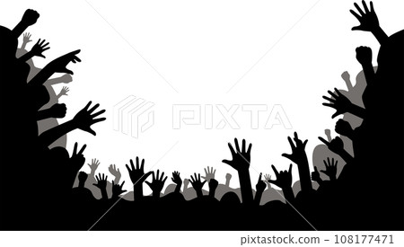 Silhouette of an excited audience at a live venue Silhouette of an excited audience at a live venue 108177471
