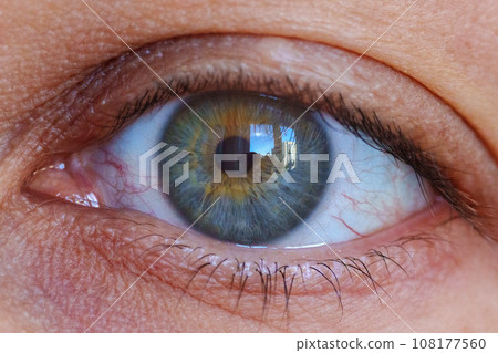 Man eye is a close-up macro. Green Eye, selective focus 108177560