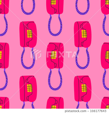 80s 90s seamless pattern in modern style flat, line style. Hand drawn vector illustration. 80s 90s seamless pattern in modern style flat, line style. Hand drawn vector illustration. 108177643