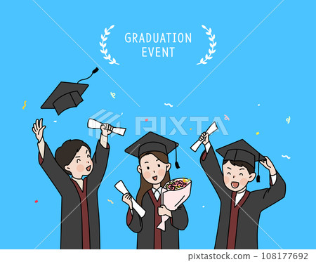 illustration of college students who have graduated 108177692