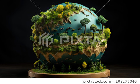 Glass globe with forest inside. Green planet, environmental conservation concept Glass globe with forest inside. Green planet, environmental conservation concept 108179046