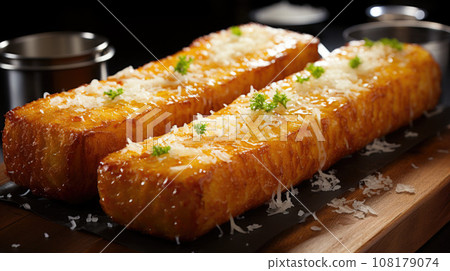 Home made corn dog fried sausage skewer with mustard Home made corn dog fried sausage skewer with mustard 108179074