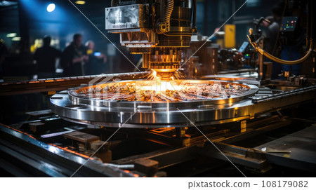 CNC Laser cutting of metal, modern industrial technology Making Industrial Details. The laser optics and CNC 108179082