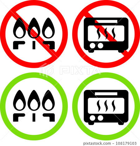 用於禁止和應對明火和烤箱的圖示集 108179103