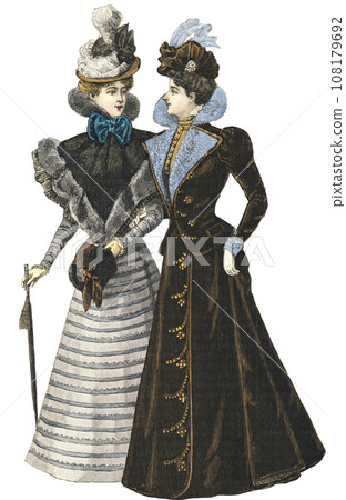 19th century europe woman illustration 108179692