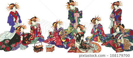 Ukiyo-e courtesan illustration Ukiyo-e courtesan illustration 108179700
