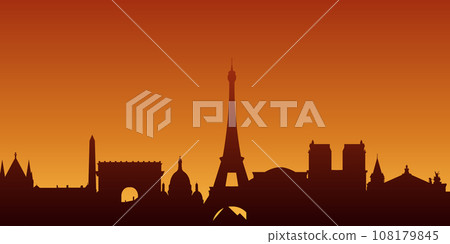 Paris City skyline. Silhouette City Paris France background. Vector illustration 108179845