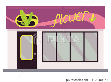 Facade store or shop exterior. Street business building front isolated on white background. Can use for pharmacy, bistro cafe or retail. Colorful vector illustration in cartoon flat style Facade store or shop exterior. Street business building front isolated on white background. Can use for pharmacy, bistro cafe or retail. Colorful vector illustration in cartoon flat style 108180145