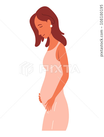 Pregnancy calendar concept. Stage of change in female body during pregnancy. Cartoon flat vector set isolated on white background Pregnancy calendar concept. Stage of change in female body during pregnancy. Cartoon flat vector set isolated on white background 108180195