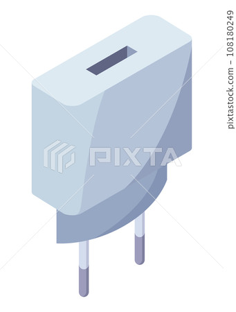Charger isometric icon. USB socket plug in. Mobile phone charger, charging equipment. Vector illustration for web design isolated on white background Charger isometric icon. USB socket plug in. Mobile phone charger, charging equipment. Vector illustration for web design isolated on white background 108180249