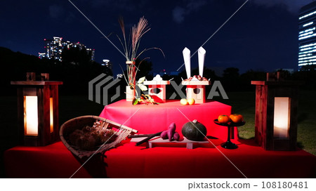 Moon-viewing stroll with illuminated night illuminations Moon-viewing stroll with illuminated night illuminations 108180481