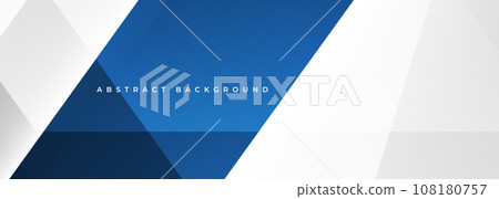 White modern abstract wide banner with blue line and geometric shapes. White and blue abstract background. 108180757