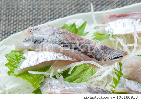 Sashimi of horse mackerel. Sashimi of horse mackerel. 108180918