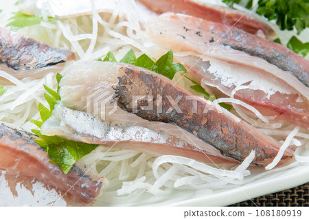 Sashimi of horse mackerel. 108180919