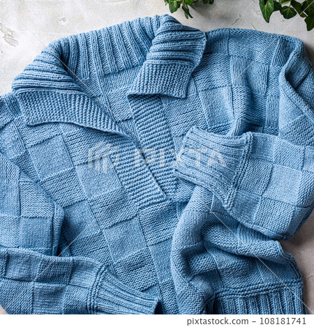 Beautiful classical blue women jumper with polo collar 108181741