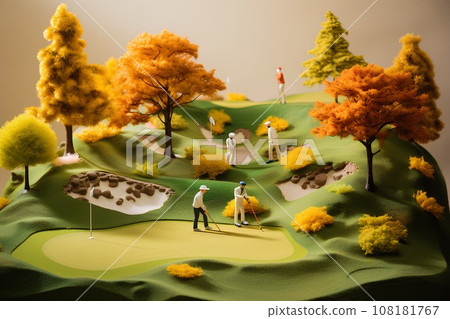 Autumn golf course (3D) diorama 108181767