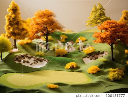 Autumn golf course (3D) diorama 108181777