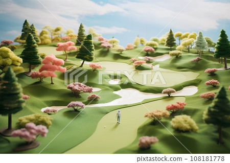 春季高爾夫球場(3D)立體模型 春季高爾夫球場(3D)立體模型 108181778