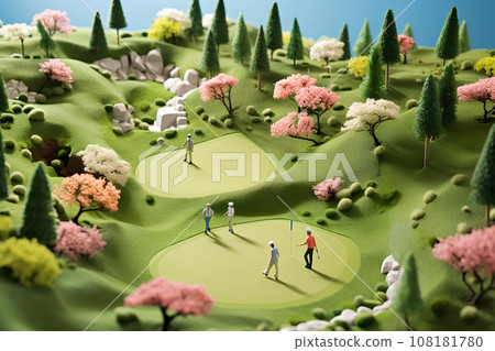 Spring golf course (3D) diorama 108181780