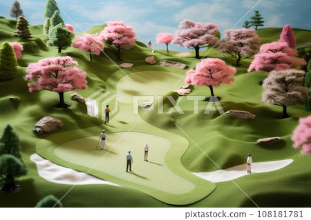 Spring golf course (3D) diorama Spring golf course (3D) diorama 108181781