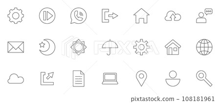 Icon set simple line vector background 108181961