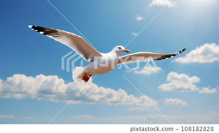 White seagull in blue sky White seagull in blue sky 108182828