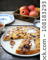 French cuisine. Matefaim. Sweet Apple Pancake with dried cranberries and walnuts for breakfast 108183293
