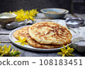 French cuisine. Matefaim. Sweet Apple Pancakes and applesauce 108183451