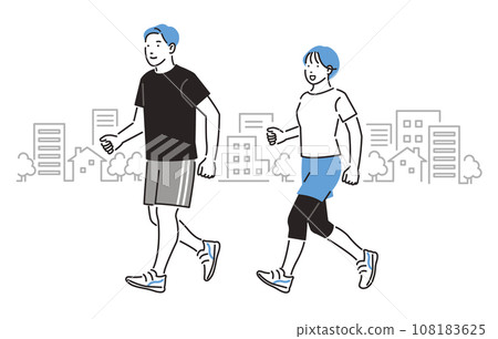 People Men and women walking for health 108183625