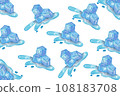 ice cubes falling on blue background 108183708