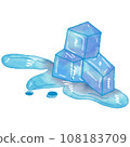 ice cubes falling on water isolated 108183709