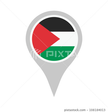 巴勒斯坦國旗地圖圖釘圖示。巴勒斯坦位置資訊。向量。 巴勒斯坦國旗地圖圖釘圖示。巴勒斯坦位置資訊。向量。 108184013
