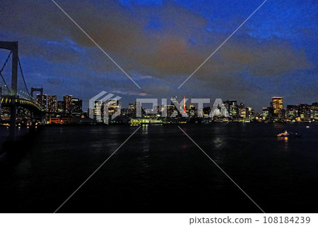 Odaiba, Tokyo dyed in blue 108184239