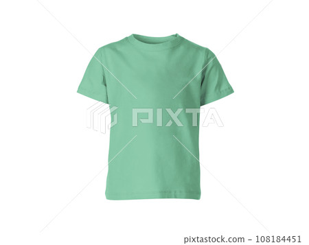 The isolated mint green colour blank fashion tee front mockup template 108184451