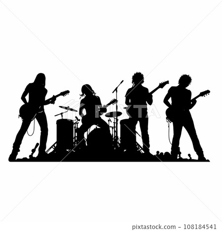 Rock band black icon on white background. Rock band silhouette 108184541