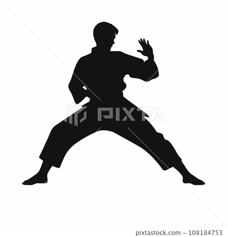 Martial art black icon on white background. Martial art silhouette 108184753