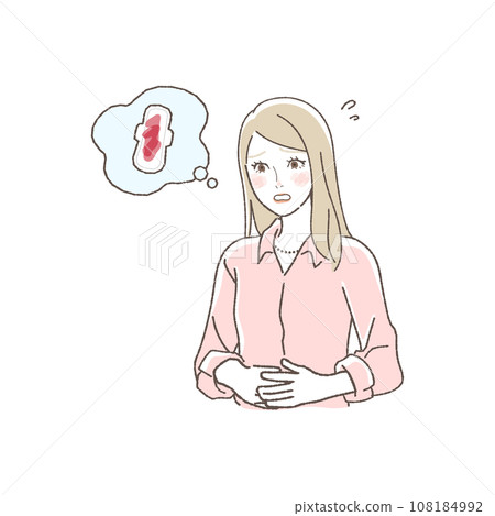 一個女人擔心月經的插圖 一個女人擔心月經的插圖 108184992