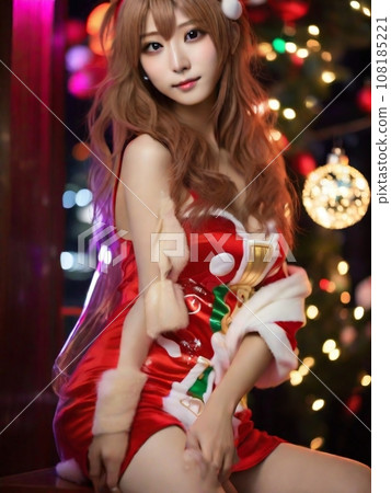 Christmas illustration Santa costume cosplay beauty Xmas Christmas illustration Santa costume cosplay beauty Xmas 108185221