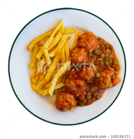 Meatballs and french fries 108186151