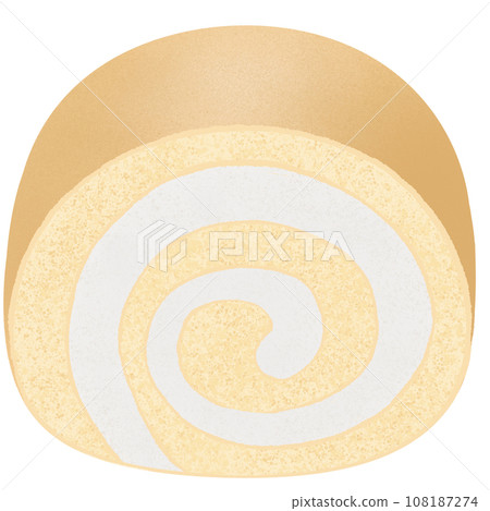 Roll cake filled with soft, thick cream. sliced Suitable for coffee shops and bakeries. Roll cake filled with soft, thick cream. sliced Suitable for coffee shops and bakeries. 108187274