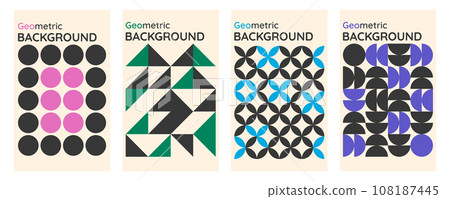 Vector set of postmodern vertical poster. Abstract geometric backgrounds. Vector Vector set of postmodern vertical poster. Abstract geometric backgrounds. Vector 108187445