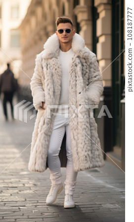 Street style clothing - fashionable person after fashion show on the street 108187777