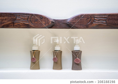 shampoo and soup toiletries set in bathroom 108188198