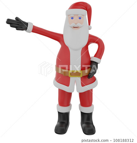 santa front view raising one hand 3D Character santa front view raising one hand 3D Character 108188312