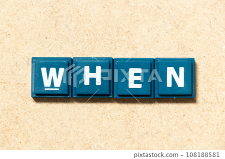 Tile alphabet letter in word when on wood background Tile alphabet letter in word when on wood background 108188581